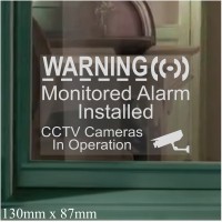 6 x 130mm Window Stickers CCTV & Monitored Alarm System Installed,Video Recording Camera-Security Warning Window Stickers-Mini Self Adhesive Vinyl Signs